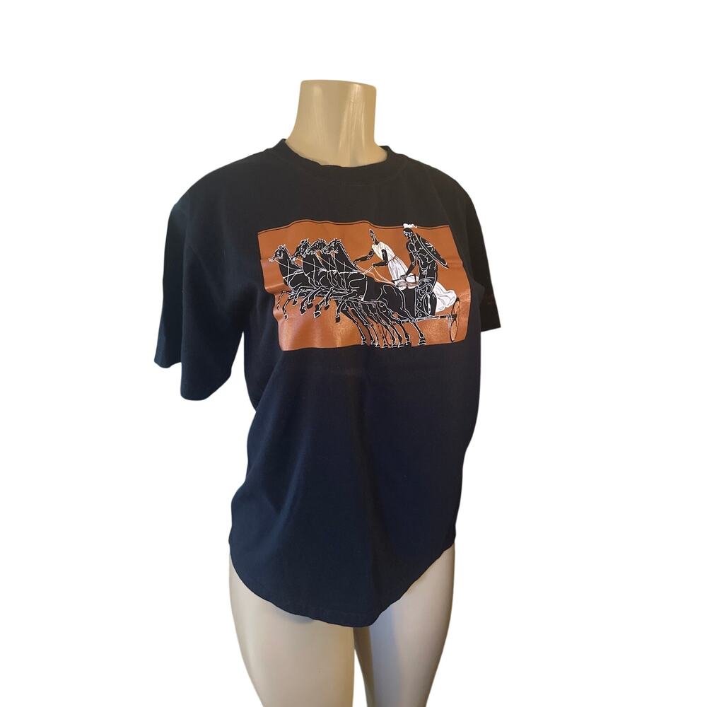 Women M Anvil Cotton Black Tee T-Shirt Top The Getty Villa Malibu Ancient Roman